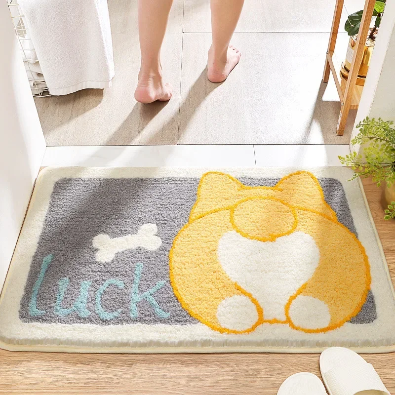 Rainbow Plush Bathroom Carpet Non-slip Rugs Absorbent Pads Soft Plush Doormat for Bedroom Entrance Mats Anti-slip Door Mat