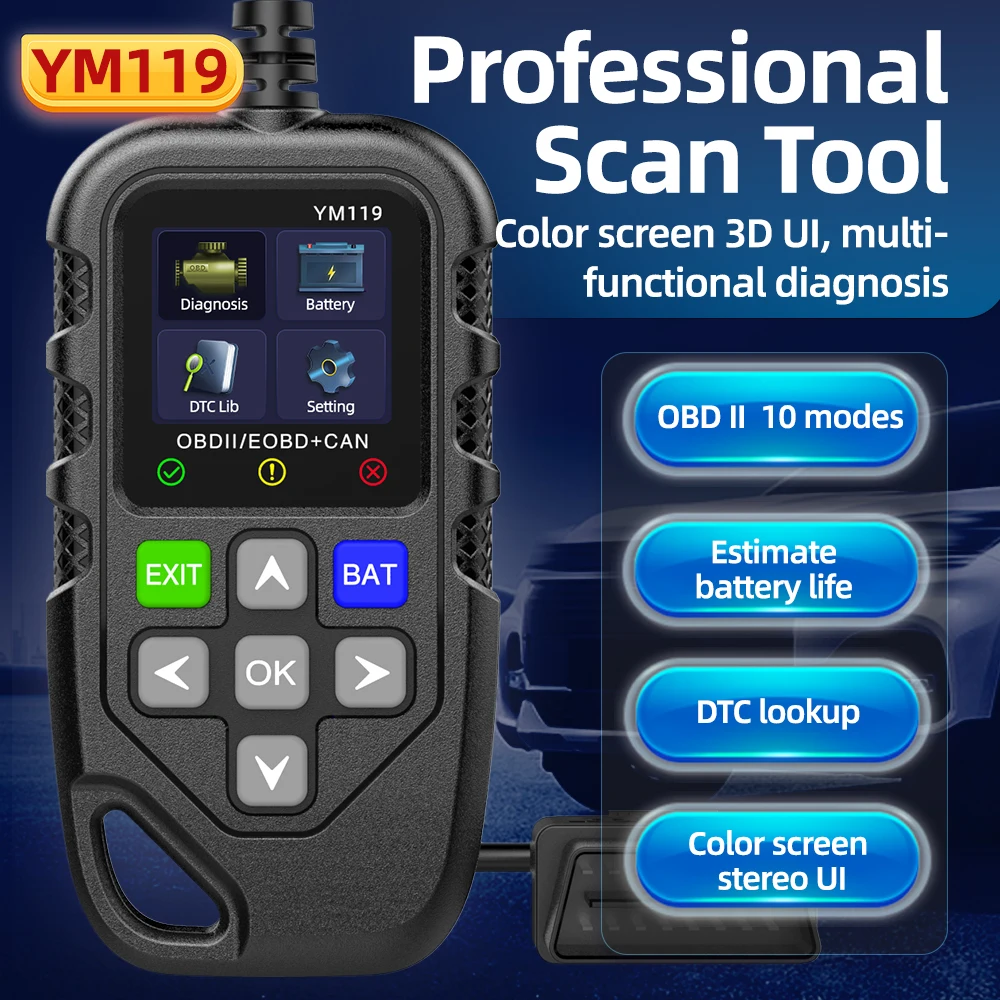 Cross-border YMOBD Automotive Diagnostic Tool Automotive Engine Fault Detection Battery detection obd YM119