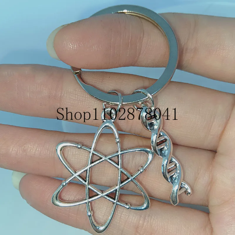 Hot Selling Fashion Jewelry Zinc Alloy Keychain Biology Chemistry DNA Bag Pendant Classic Gift