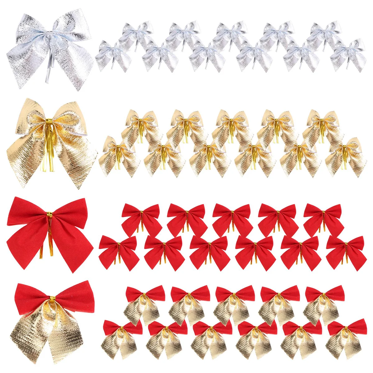 ADP-48 Pieces Christmas Ribbon Bows Ornaments Xmas Tree Bowknot Decoration Presents Wrapping Craft Supplies(4 Colours)