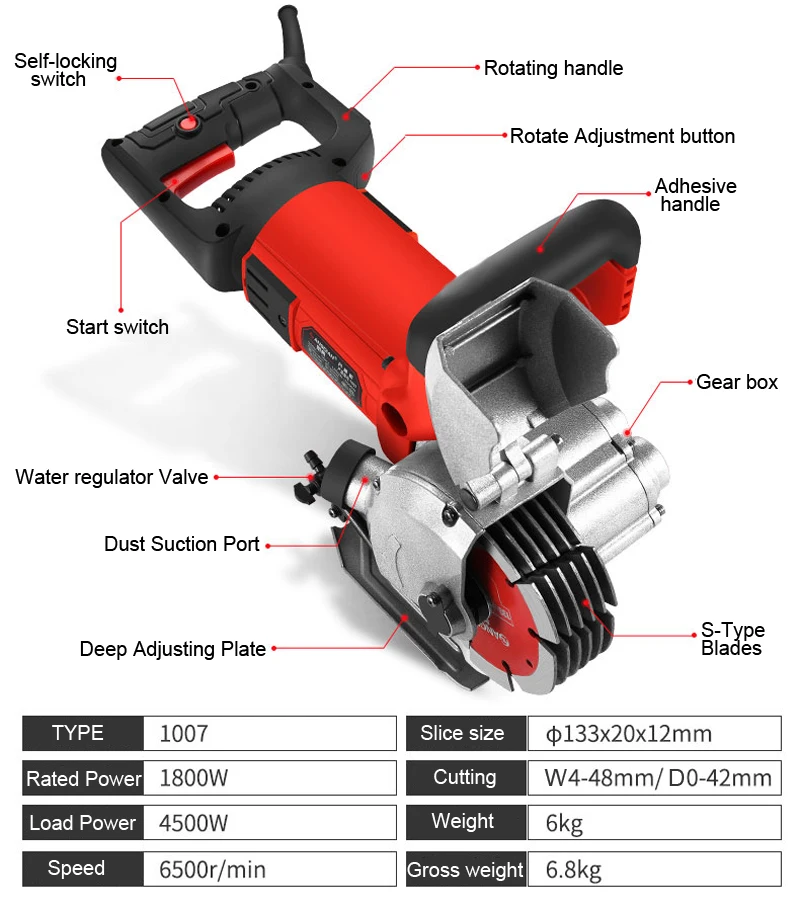 HD-1007 Multifunctional Wall Cutter Wall Cutter for Brick and Granite Marble