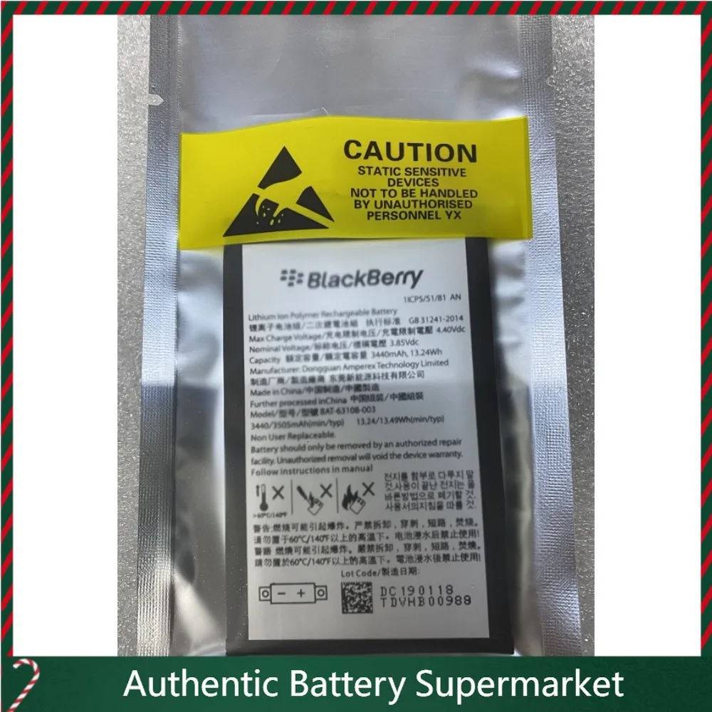 

Высококачественные аккумуляторы 2025 года для Blackberry/Blackberry DTEK70 BAT-63108-003 034E1 Key1
