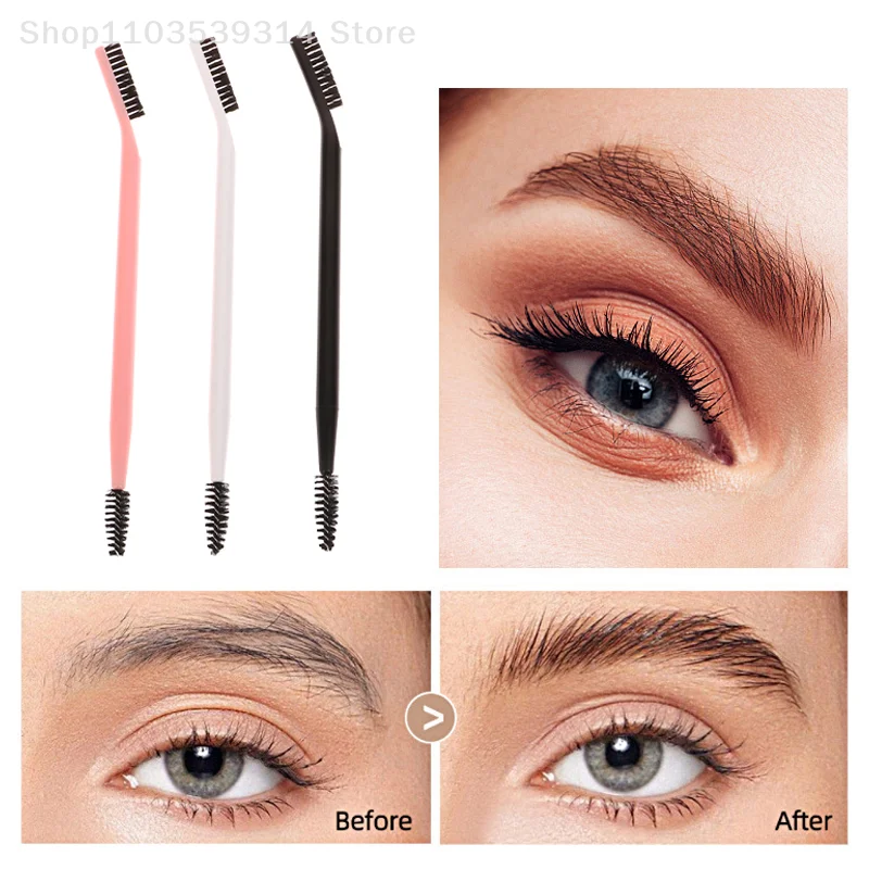 Double Headed Sobrancelha Escova, Pente de cílios, Eyelash Shaper, Eye Brow, Grooming Brows, Reutilizável Maquiagem Tool, 1Pc