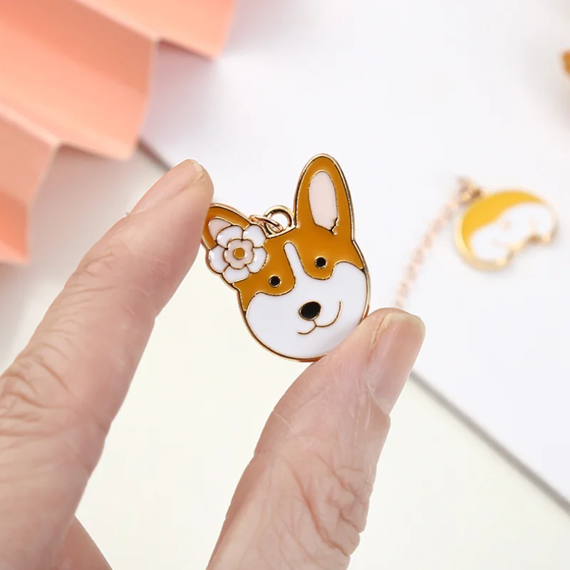 2pc Kawaii Tennis Corgi Animal Bookmark DIY Student Book Clip Tab Alloy BookMark Pendant Accessories Portable Reading Stationery