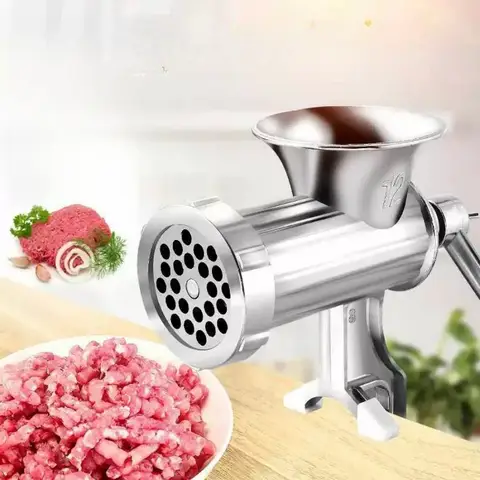 1PC Manual Meat Grinder Silver Aluminum Alloy Powerful Home SausageVegetable Chopper Pepper Kitchen Appliances