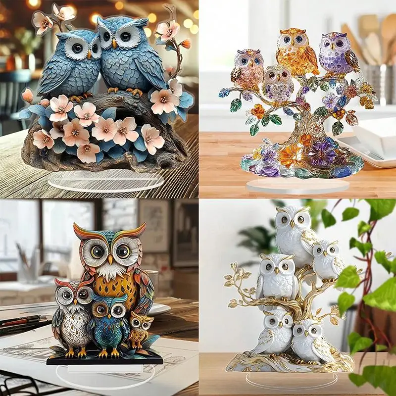 1Pcs Festive Desktop Decoration 2D Flat Anime Themed Owl Statue Collectible Holiday Gift Perfect For Ornament And Decor view 3