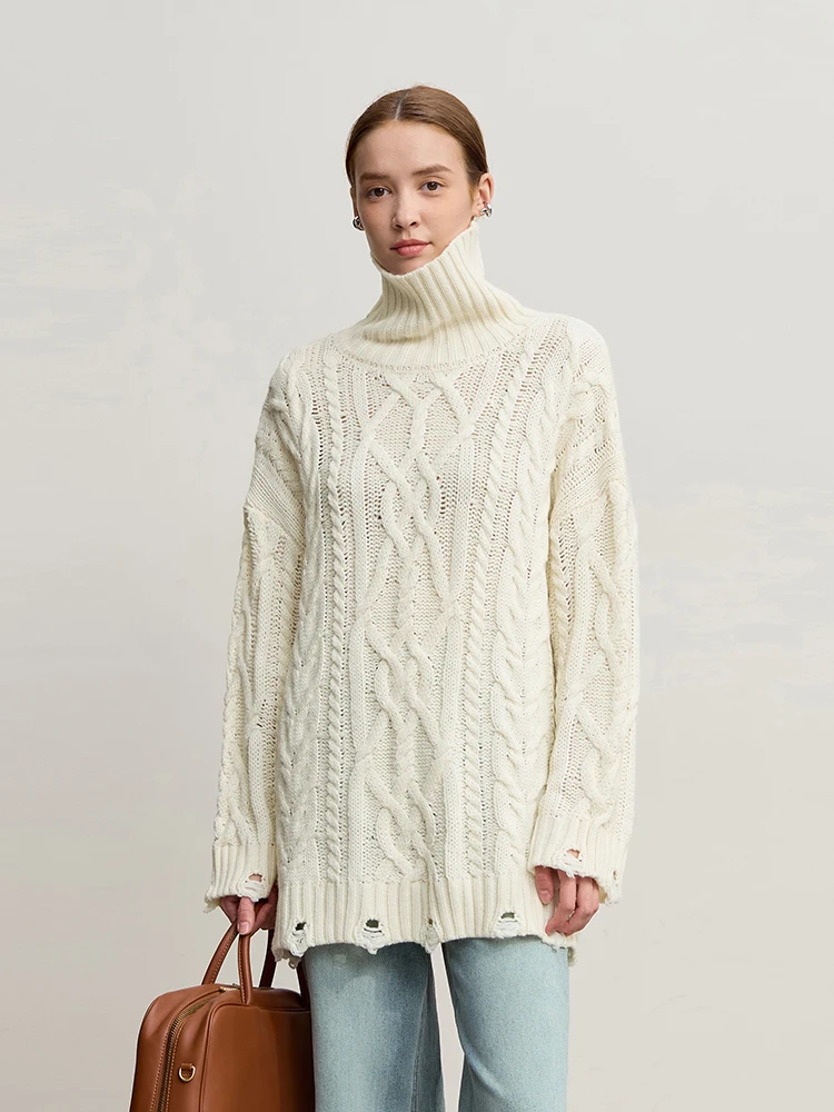 Amii Turtleneck Sweaters For Woman 2025 Winter New Warm Retro Long Sleeves Sweater Loose Pullover Knitting Women's Top 12544155