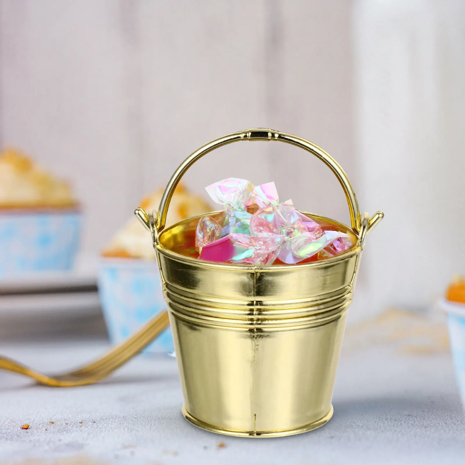 10pcs Gold Food Container Cocktail Bar Bucket Bucket Planter Gold Fruit Bucket Garden Plant Pot Ice Bucket