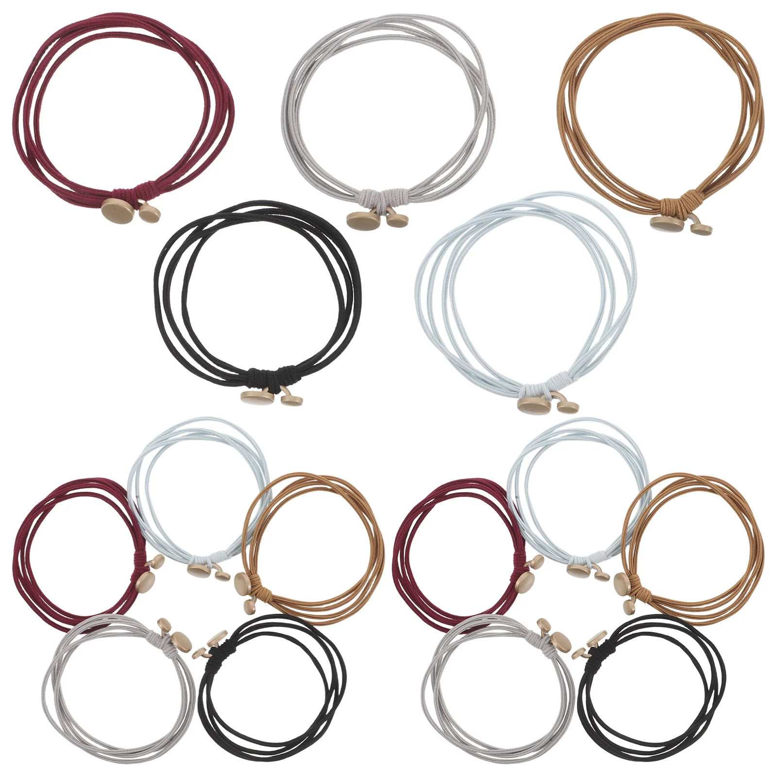 

15 pcs Fashion Ties For Thick Thin Minimalist Ponytail Holders No Damage Elastic Secure Grip Portable Bracelet Hair Ties Stylish