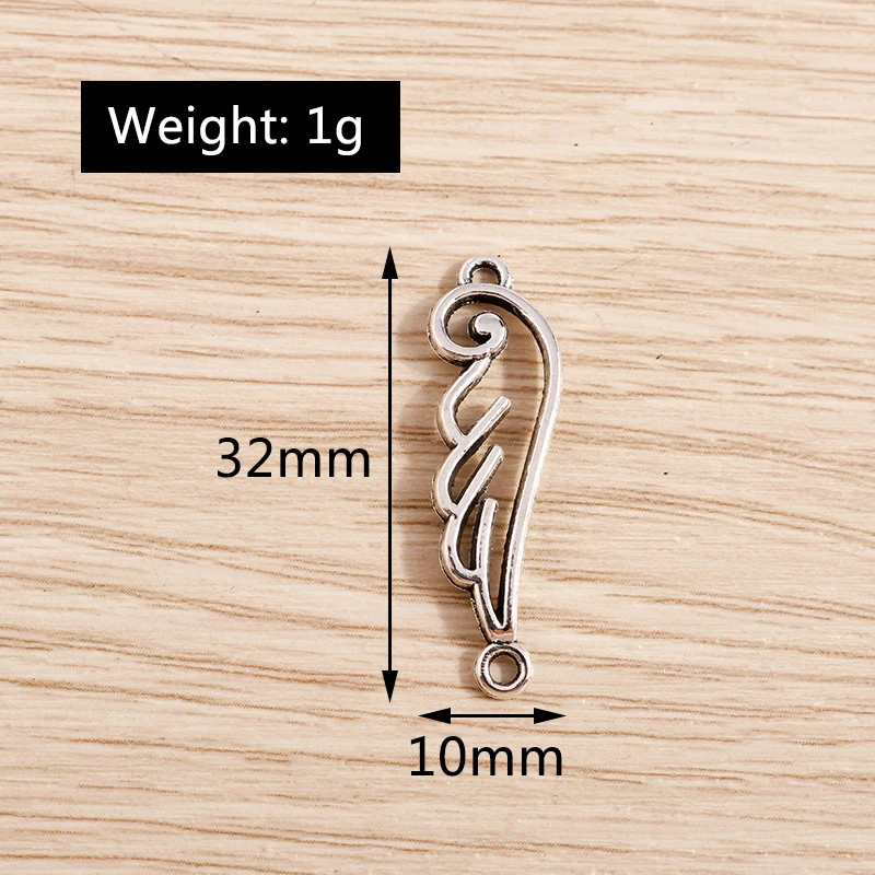 Tusember 30 Stück 10*32mm Legierungs-Doppel-Loch-Federflügel-Anhänger für DIY-Halsketten, Ohrringe, handgefertigte Schmuckherstellung und Zubehör – Detail 1