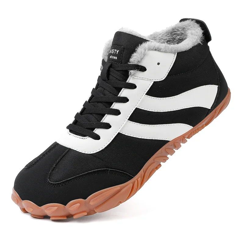 Winter Warm Plush Barefoot Wide Toe Sneakers Men Women Minimalist Traning Shoes Retro Outdoor Comfortable Non-slip Walking Shoes