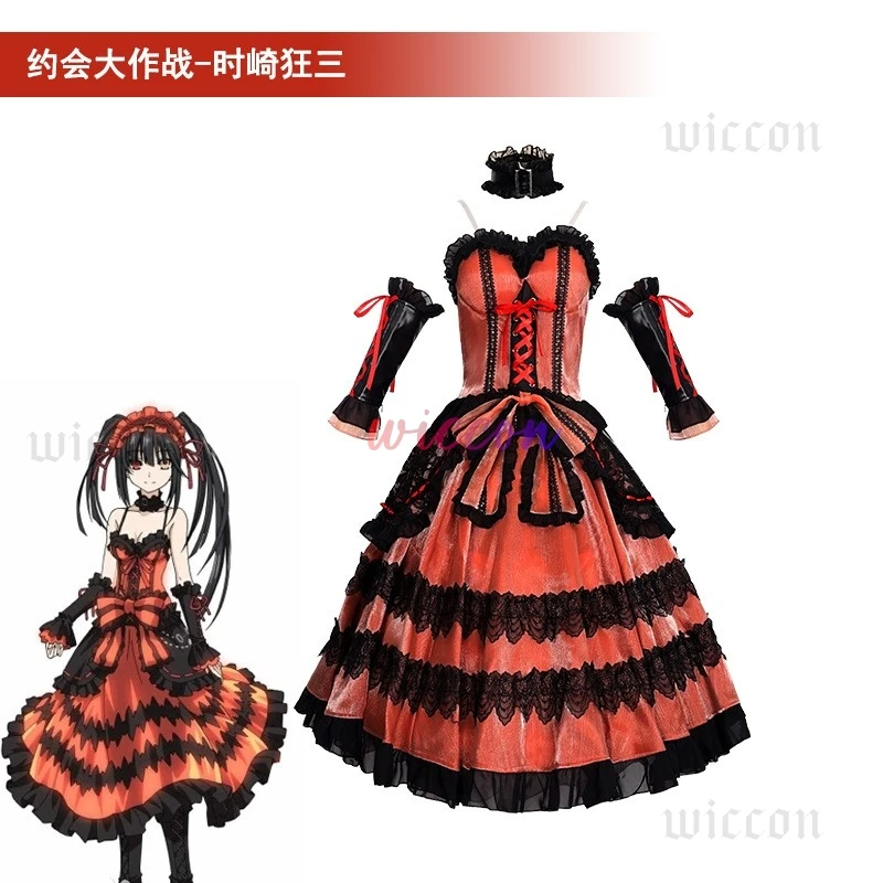 

Tokisaki Kurumi Cosplay Anime Date A Live Costume Gorgeous Sweet Uniform Dress Headwear Halloween Party Role Play Clothing S-3XL