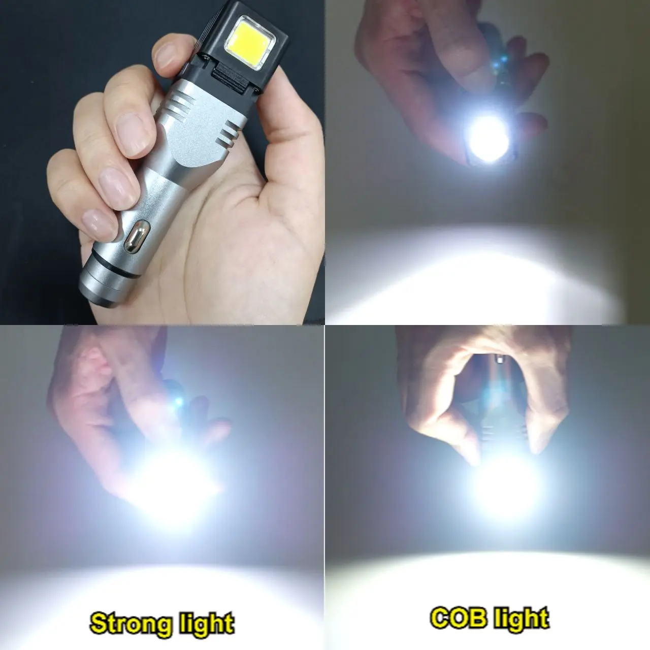2025 Latest Multi-function Flashlight Mini LED Flashlight with COB Side Light and Rear Window Breaker Car Charging Mini Torch