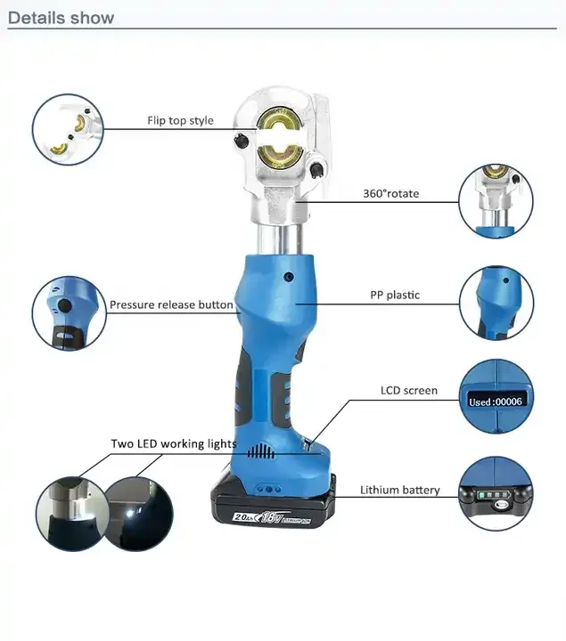 YYHC-6022M Mini Intelligent 6T Electric Cable Lug Hydraulic Crimping Tools