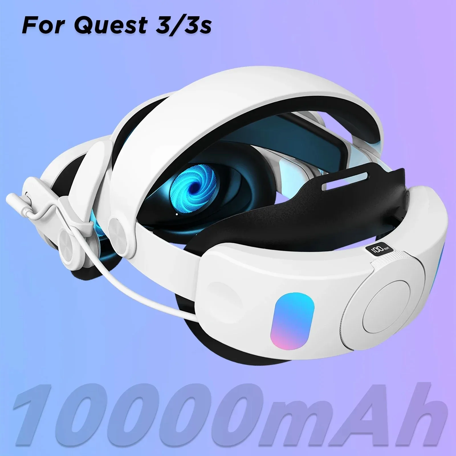 

Комфортный ремешок Comfort Halo с аккумулятором 10000 мАч для Meta Quest 3S/Quest 3, аксессуары, зарядка 18 Вт, увеличенное время работы, поддержка Elite Head Strap