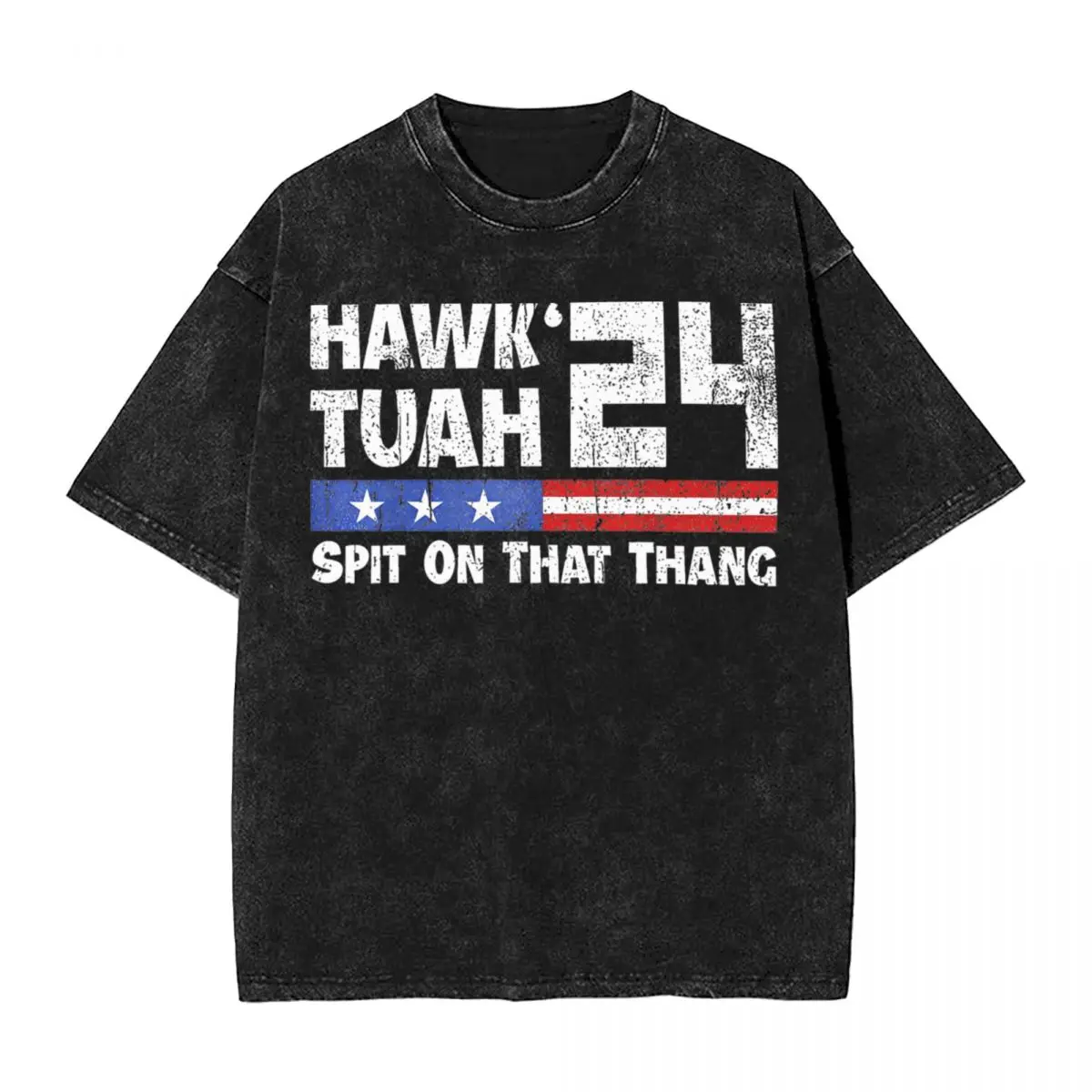 Washed T Shirt Hawk Tuah 24 Spit On That Thang Vintage T-Shirt Harajuku Funny Meme Streetwear 100% Cotton Tops Tees Men Women