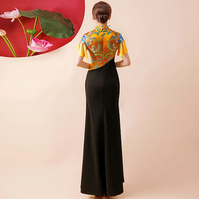 Walk Show Cheongsam 2024 nueva primavera estilo chino joven China-Chic modelo elegante vestido de actuación en escenario mujeres Qipao