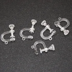10Pcs/Lot Transparent Resins Screw Earrings Clips no Pierced Jewelry Making Silicone Ear Clips DIY Handmade Earrings Findings