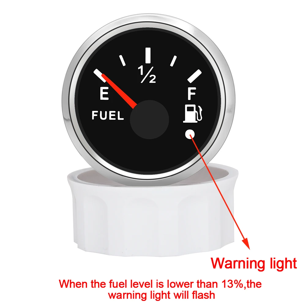 0-190 ohm Fuel Float Sensor + 52mm Fuel Level Gauge With 7 Color Backlight Oil Tank Meter Indicator for Car Boat Yacht 12V 24V