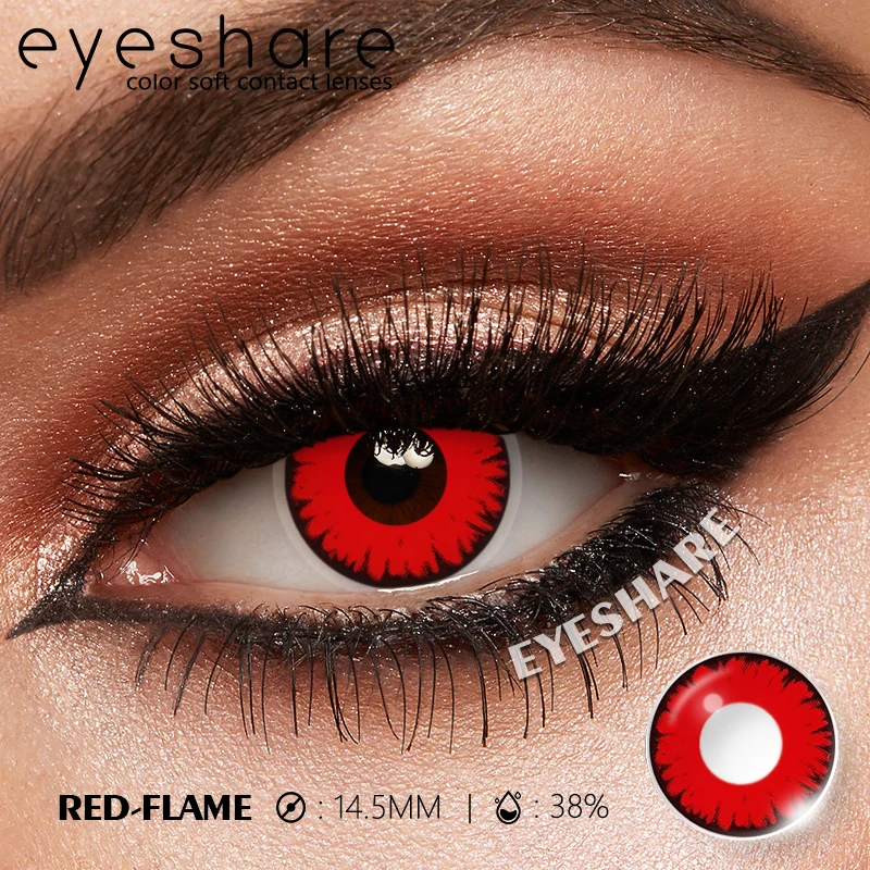 EYESHARE 1 Paar weiße farbige Kontaktlinsen für Cosplay, rote Kontaktlinsen, Anime-schwarze Augenlinsen, Halloween-Schönheits-Make-up-Linsen – Detail 17