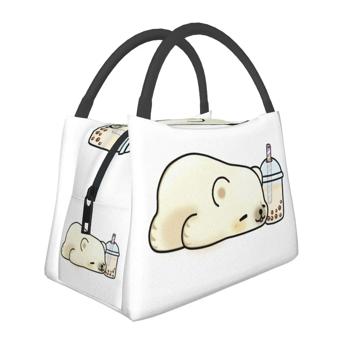 

Lazy Shiba Loves Boba Lunch Bags Insulated Bento Box Portable Lunch Tote Leakproof Picnic Bags Cooler Thermal Bag for Woman Kids