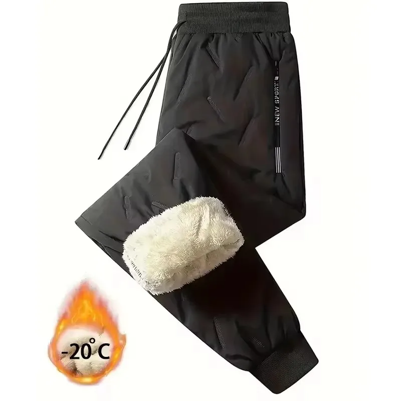 Men's and women's winter sports skiing warm pants with thick velvet insulation ice skating waterproof fleece pants