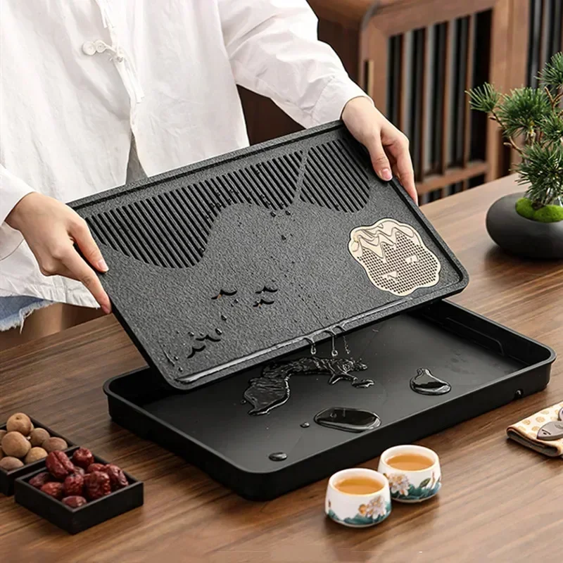 Chinese Brewing Tea Tray Home Office Tea Accessories Teaware Supplies Luxury Stone Water Storage Tea Tray Water Storage Drainage