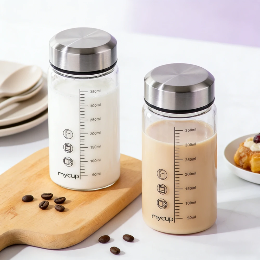 

Новая стеклянная кружка для молока, портативная, для дома и на вынос, для студентов, для соевого молока, с крышкой, простая, с мерной шкалой, для воды, кофе, для завтрака