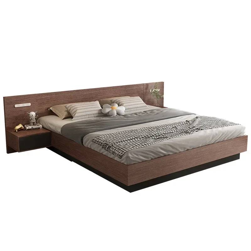 Natural Style Apartment Hotel Home Double Full King Queen Size Wood Bed Solid Base Tatami MDF Bed Frame With Headboard