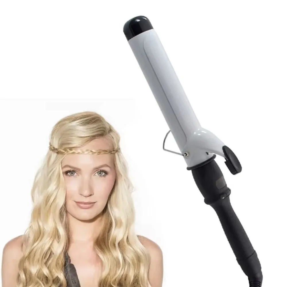 

Электрические щипцы для завивки волос с корпусом 28 мм, вращение на 360 градусов, противоожоговые профессиональные щипцы для завивки волос, верхняя изоляция, пластиковый корпус