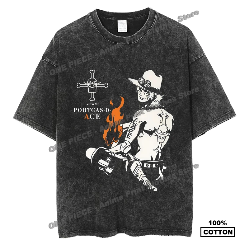 

Anime One Piece Portgas D Ace Print T Shirt Japanese Harajuku style Street Men Women Casual Short Sleeve Cotton Vintage Tees