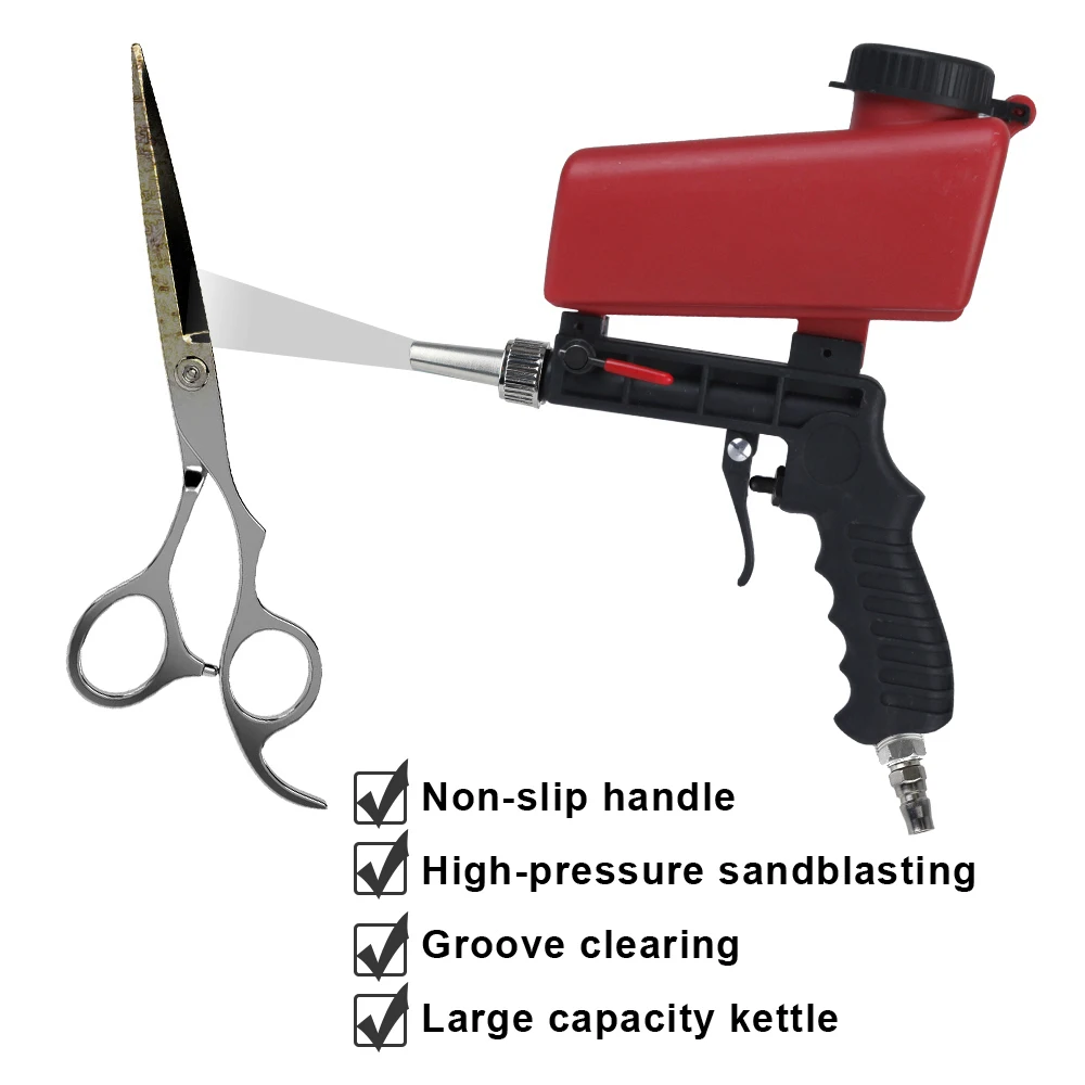 Sandblasting Gun Handheld Pneumatic Blasting Gun Set 90psi Portable Gravity Sand Blaster Adjustable Small Sand Blasting Machine
