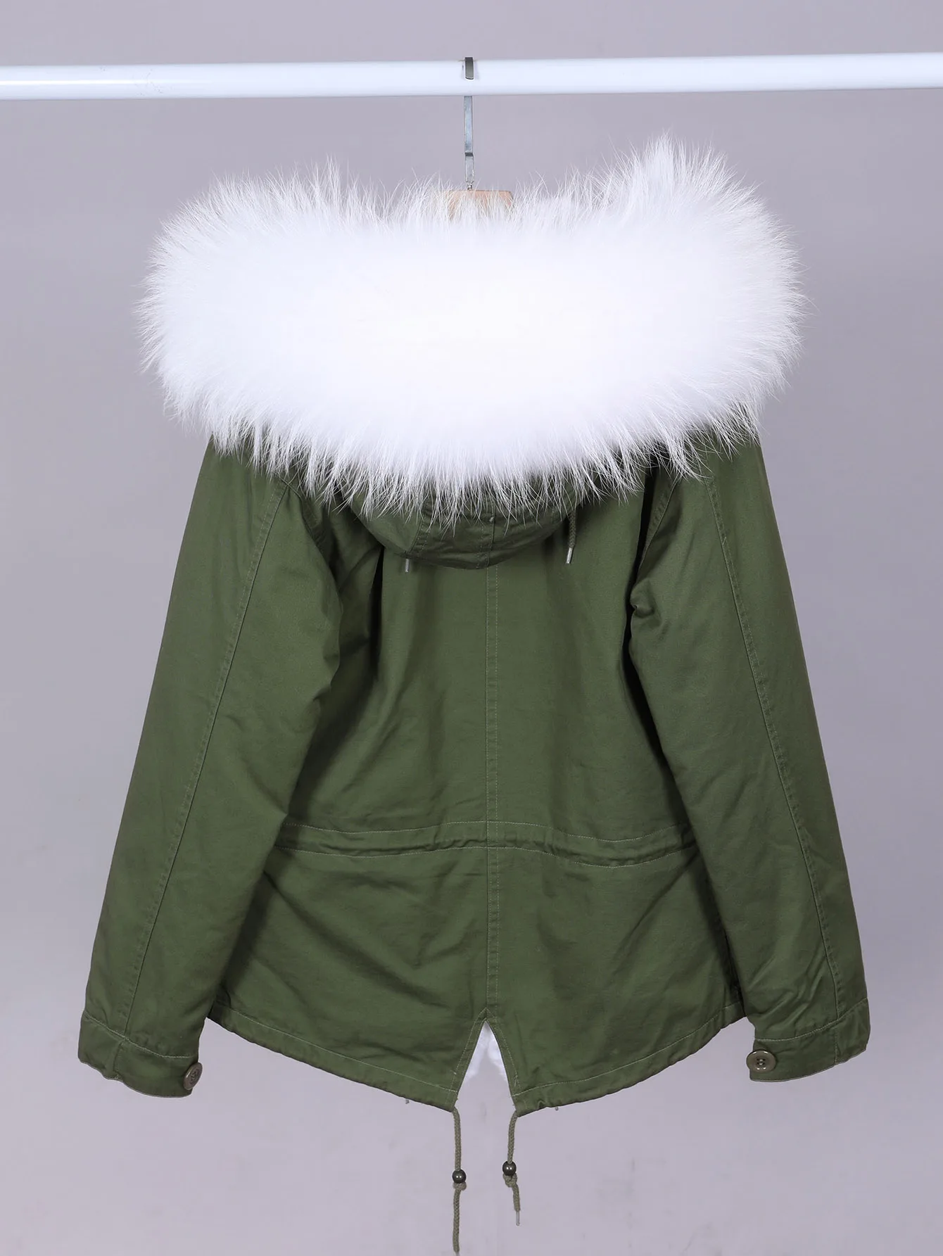 2025 maomaokong novo natural branco guaxinim gola de pele grande inverno feminino gola de pele real casaco feminino curto parka jaqueta bomber