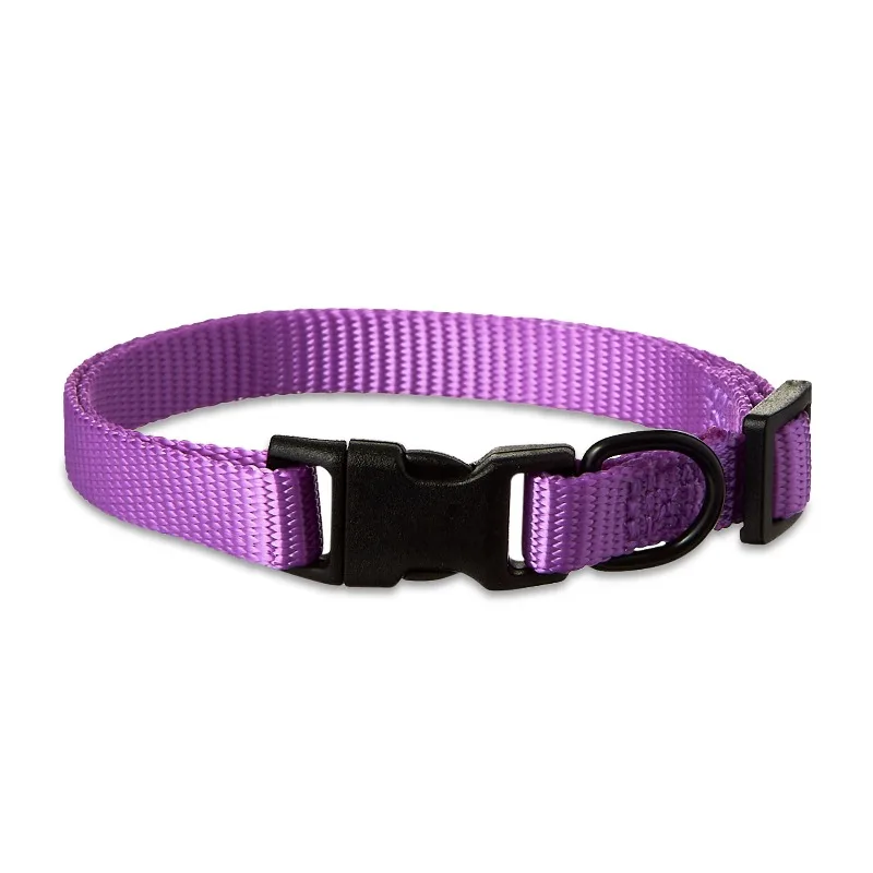 Adjustable Purple Polyester Dog Collar for Small Dogs