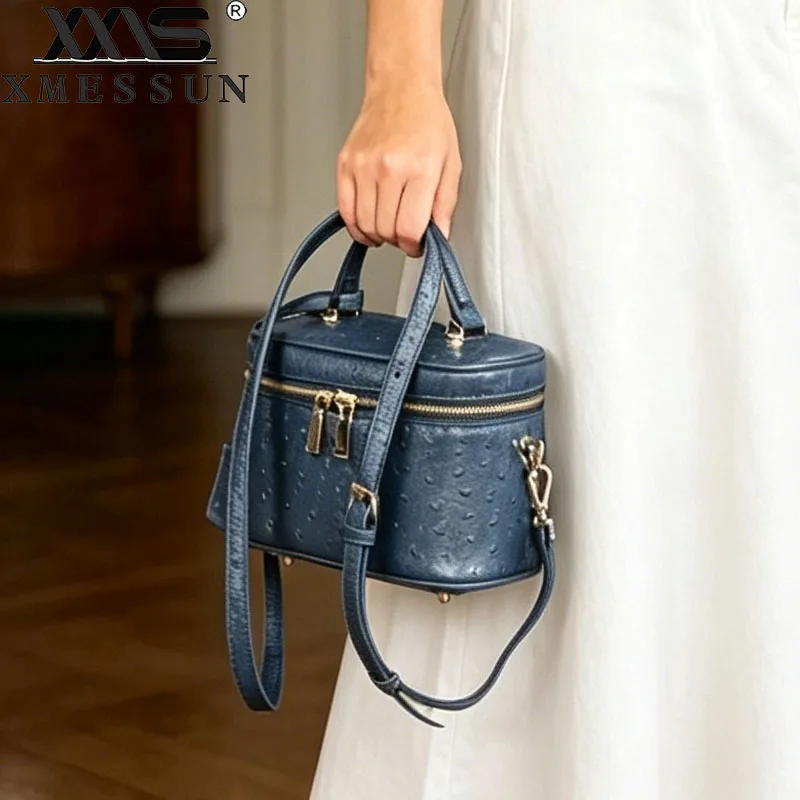 

New Trendy Box Makeup Handbag for Women,Fashion Designer Tote Bag High Quality Ostrich Pattern Shoulder Crossbody Bag ins