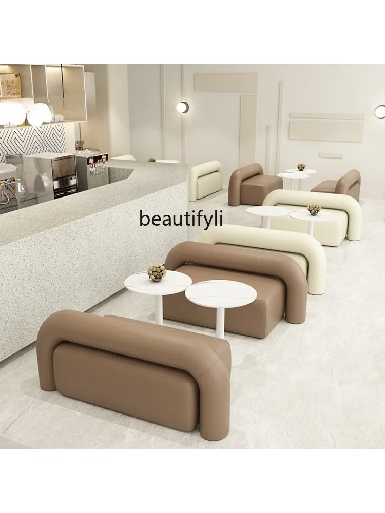 Leisure Area Sofa Dessert Drink Shop Club Sales Department Reception Deck Table and Chair Combination furniture