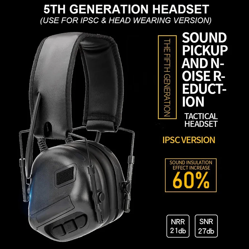 IPSC 5th Generation Tactical Noise Canceling Headset Head Wearing for Militarily Paintball Airsoft Shooting Reduction Headphones