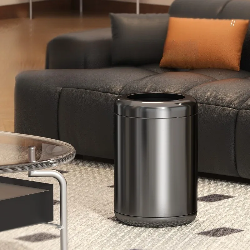 Metal Trash Can Large Capacity 8L/10L Trash Can Miniature Movable Open Waste Bins Household Living Room Kitchen Waste Bins