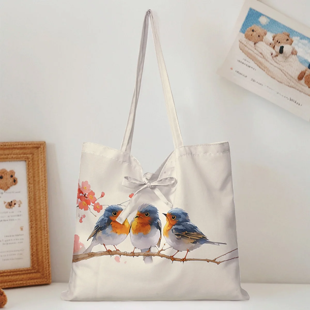 

Симпатичная сумка-тоут для женщин, портативная, универсальная, с рисунком букв и мультяшных персонажей, экологически чистая сумка, модная женская сумка для покупок