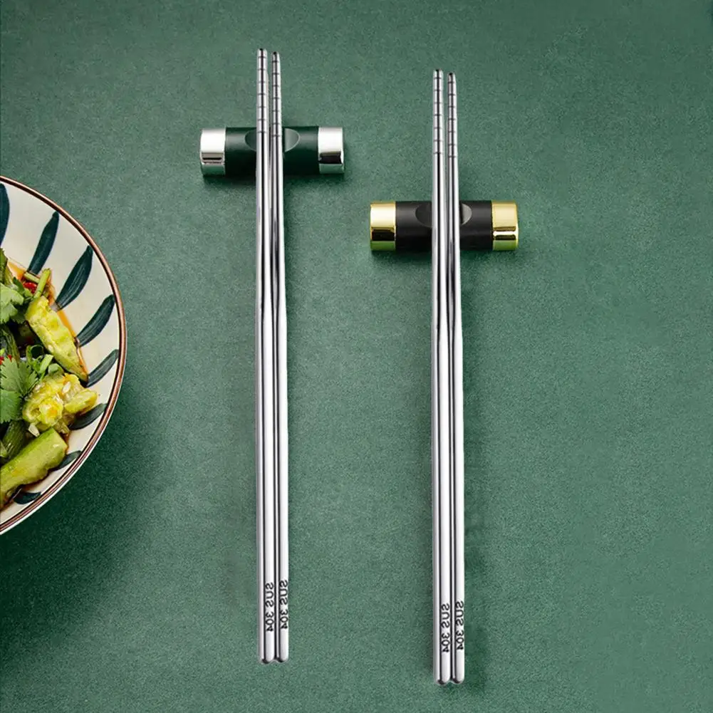 Rust-resistant Chopsticks Stainless Steel Chopsticks Set with Engraved Non-slip Tips Reusable Metal for Home for Cooking