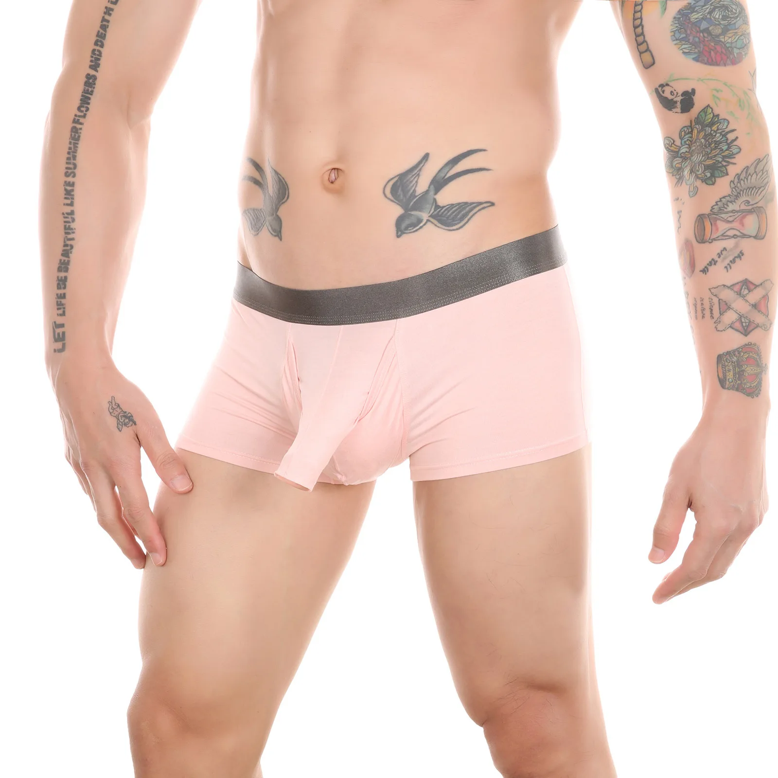 Men's Sexy Boxers with Long Penis Pouch Elephant Bulge Underwear Comfortable Boxershorts Underpants Male Lingerie