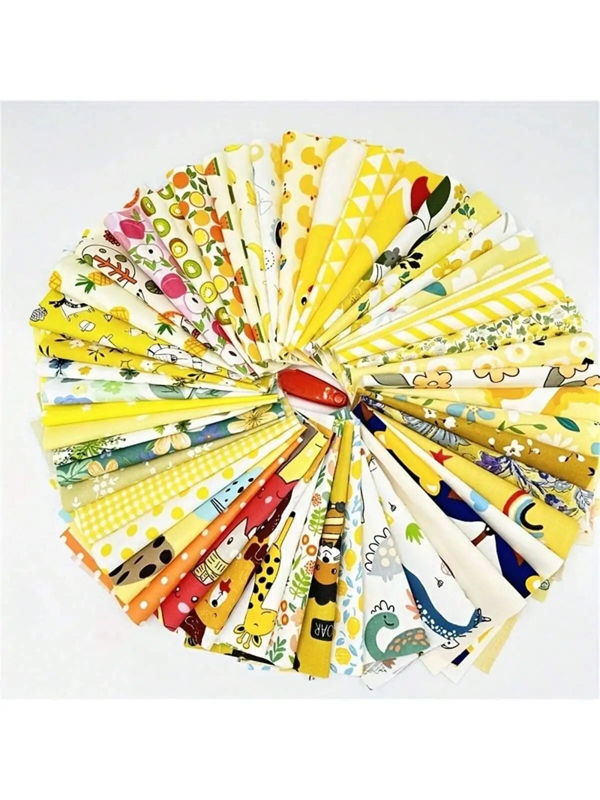 50 Stück 10x10cm/15x15cm Quadratischer Gelber Stoff, Geeignet für DIY-Bündeln, Patchen, Nähen, Schneiden und Basteln