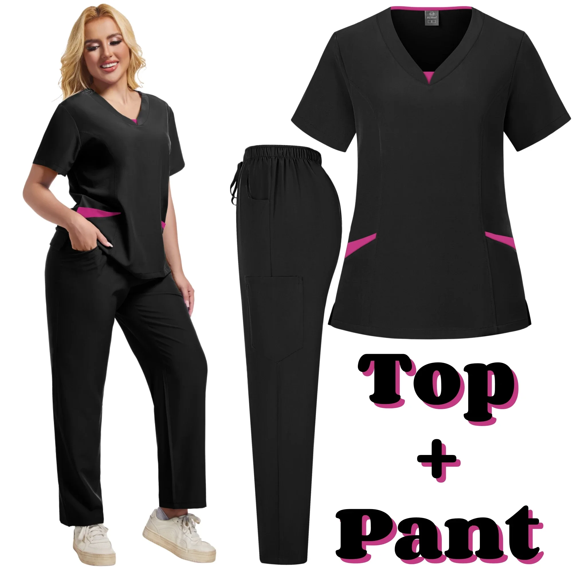 Uniforme de travail médical à manches courtes et col en V pour femmes, ensemble de pantalons en Y, uniforme de soins infirmiers multicolore, vêtements de gIslande pour animaux de compagnie, nouveau