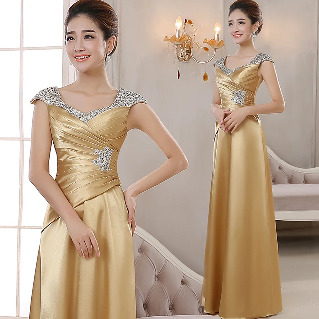 Long gown gold color fashion