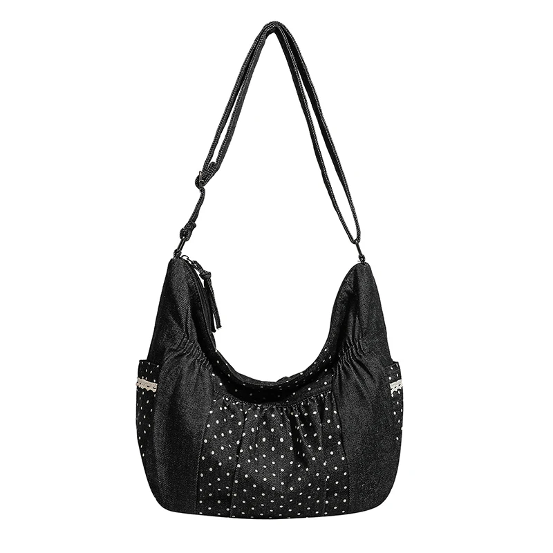 

Polka Dot Shoulder Bag For Women Japanese Korean Ballet-style Tote Bag Large Capacity Crossbody Bag Student Casual Commuter Bag