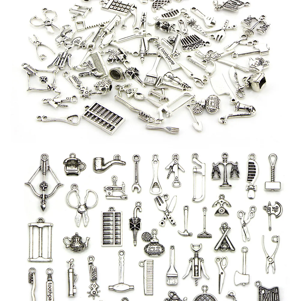 

65pcs Alloy Pendant Charms for Jewelry Making DIY Bracelet Necklace Kits Tibetan Silver Accessories Craft Supplies