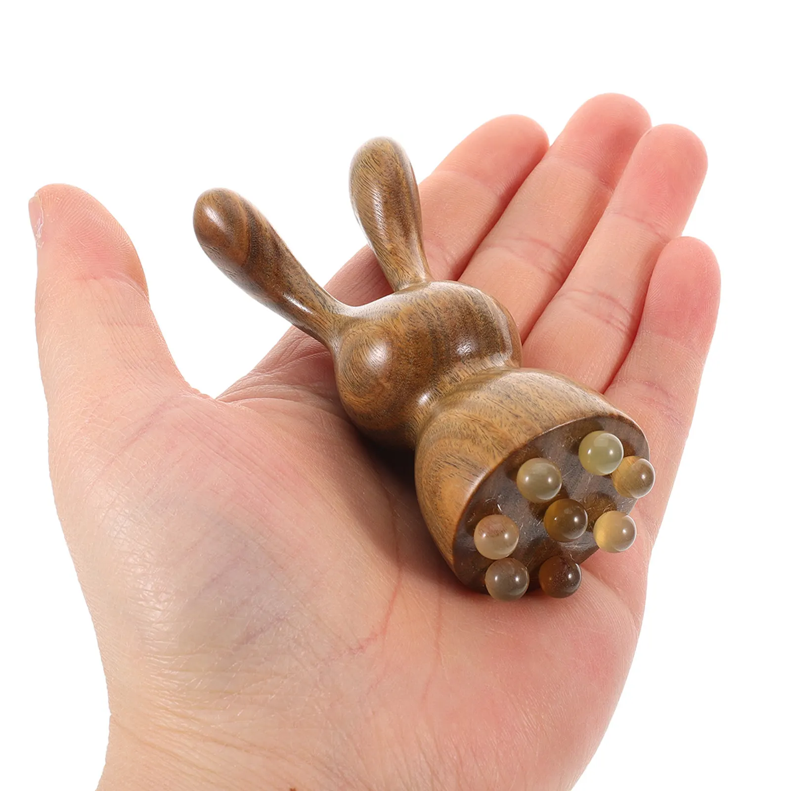 

Массажер для носа из зеленого сандалового дерева в форме кролика, инструмент гуаша для лица, ручной скребок для носа, ролик для глаз, массажер для акупунктурных точек лица