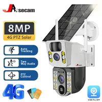 4K 8MP Dual Lens V380 Pro 4G SIM Card Solar Battery PTZ Outdoor Wireless Bidirectional Call Security CCTV Auto Tracking Camera