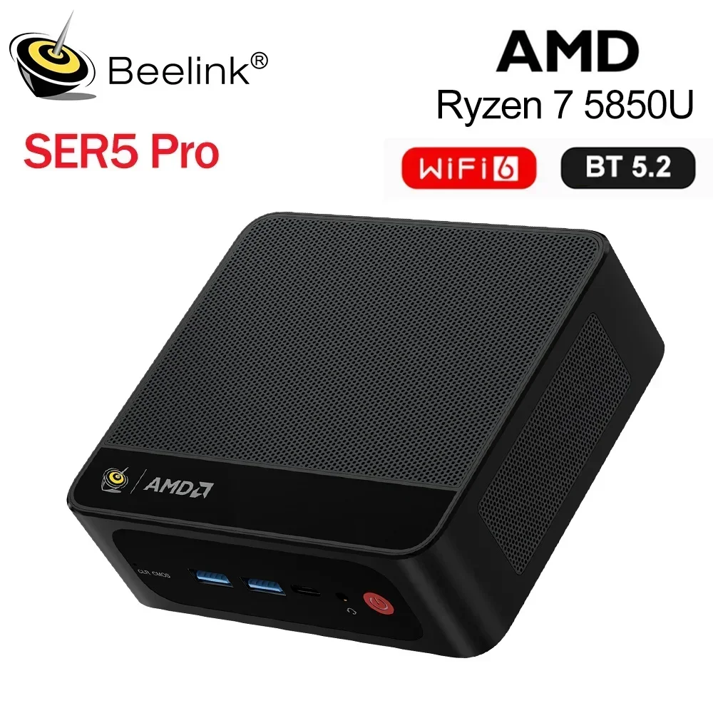New! Beelink Ryzen7 AMD 5800H SER5 Max Mini PC DDR4 16GB RAM 500GB NVME SSD 5850U 1T support WiFi6 4K Triple Screen Desktop Comp