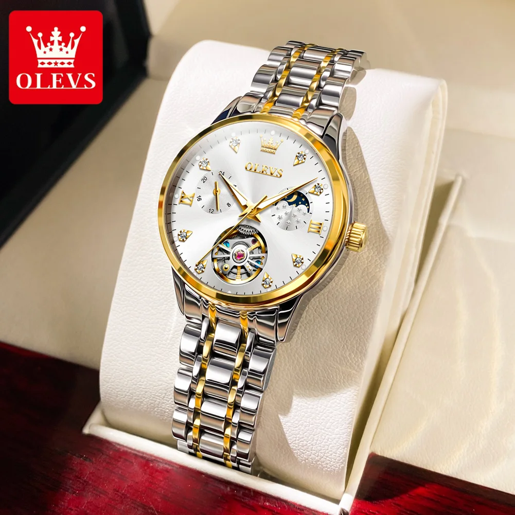 OLEVS6608 Women\'s Watches Luxury Tourbillon Style Original Automatic Mechanical Watch for Woman Waterproof Luminous Ladies Watch